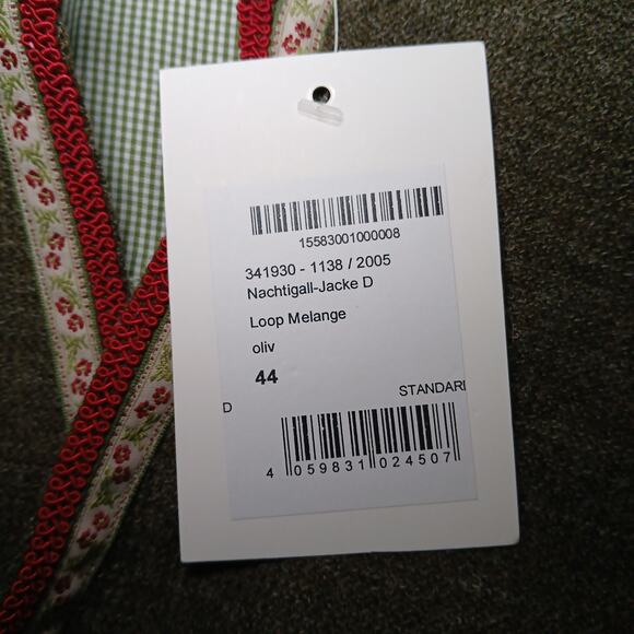 Spieth & Wensky Nachtigall Jacket Loop Melange Olive Green Bavarian Trachten L - Picture 8 of 11
